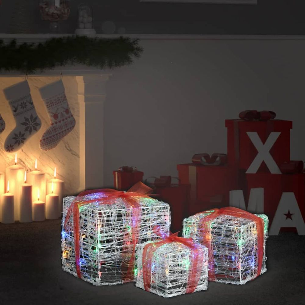 Decorative Acrylic Christmas Gift Boxes 3 pcs Warm White - anydaydirect