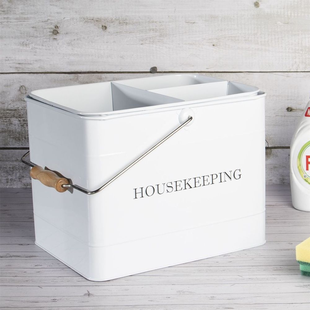 Vintage Housekeeping Cleaning Caddy White | M&W - anydaydirect