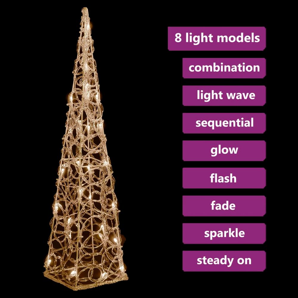 Acrylic Decorative LED Light Cone Warm White 60 cm - anydaydirect