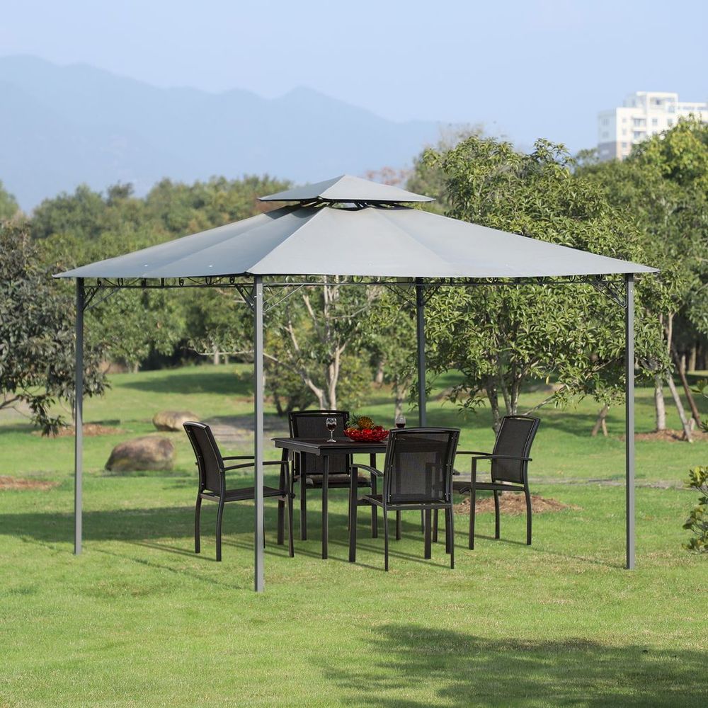 3x3(m) Outdoor Patio Gazebo Steel Canopy Tent Pavilion 2-Tier Roof Top - anydaydirect