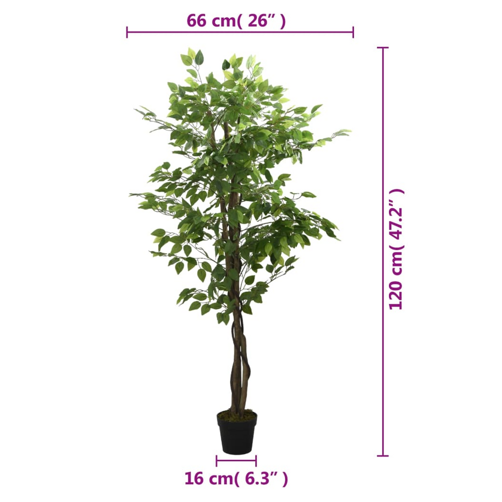 vidaXL Artificial Ficus Tree 630 Leaves 120 cm Green - anydaydirect