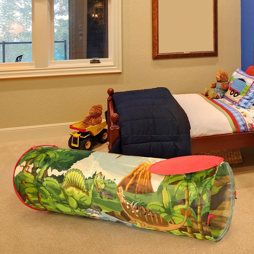 SOKA Kids Play Tunnel Green Pop Up Dino Dinosaur Indoor or Outdoor Garden Play Tent - anydaydirect