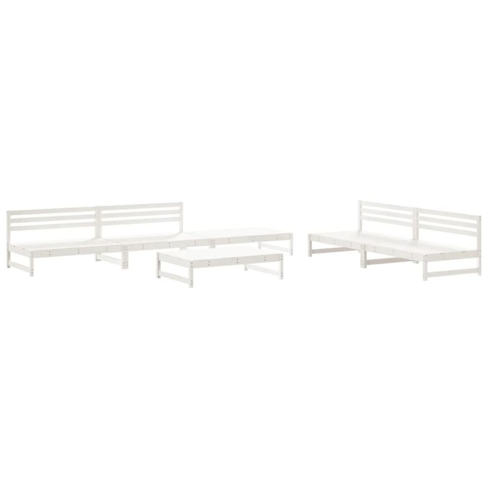 vidaXL 6 Piece Garden Lounge Set White Solid Wood Pine - anydaydirect