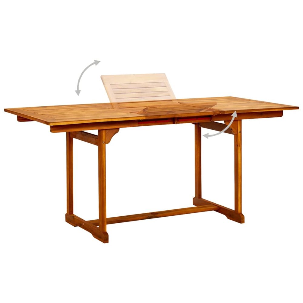 Garden Dining Table (120-170)x80x75 cm Solid Acacia Wood - anydaydirect