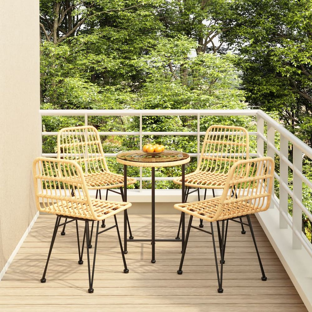 5 Piece Garden Dining Set Poly Rattan - anydaydirect