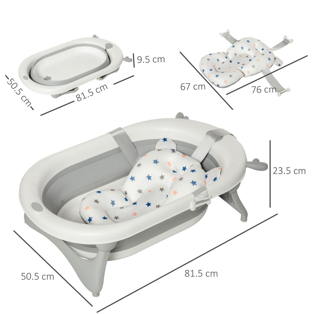 Foldable Baby Bath Tub Ergonomic with Temperature-Induced Water Plug - anydaydirect