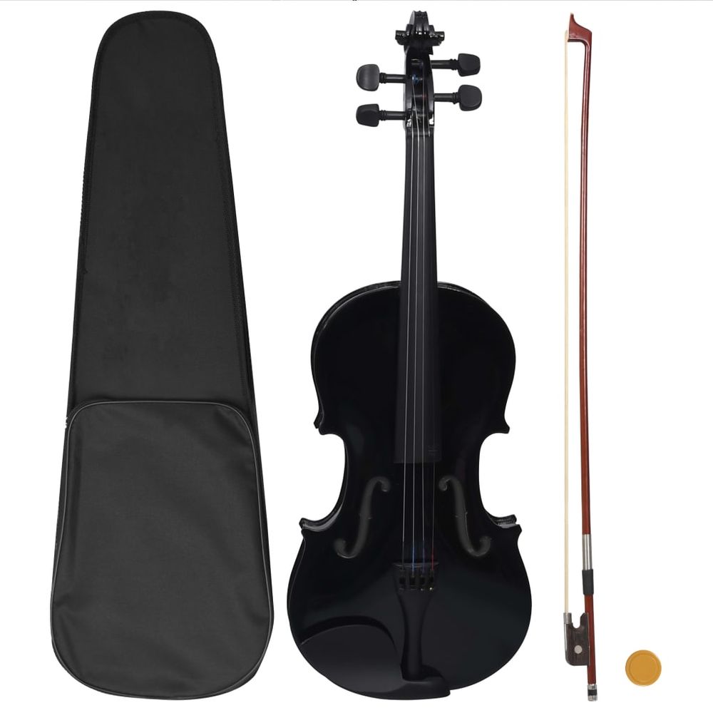 vidaXL Violin Full Set with Bow and Chin Rest Black 4/4 - anydaydirect