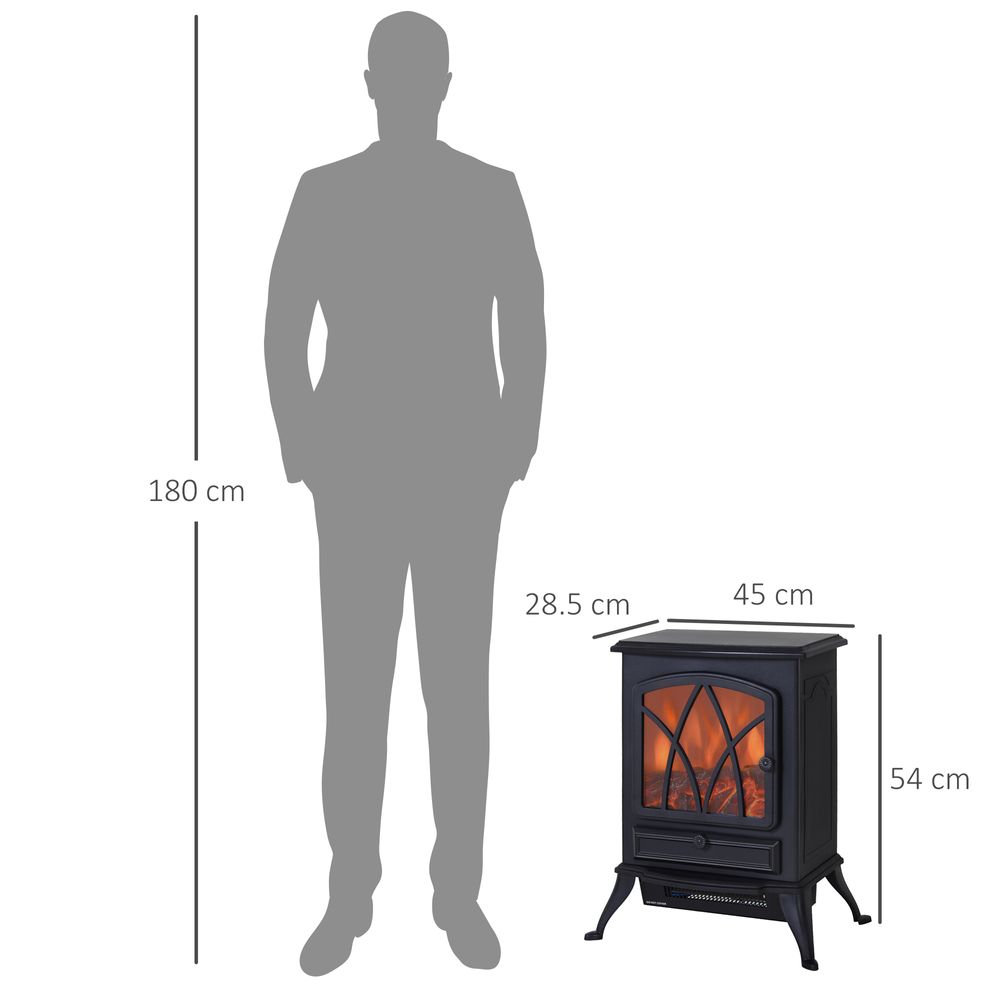 1850W Flame Effect Electric Free Standing Fireplace Fan Log Burning Stove -Black - anydaydirect