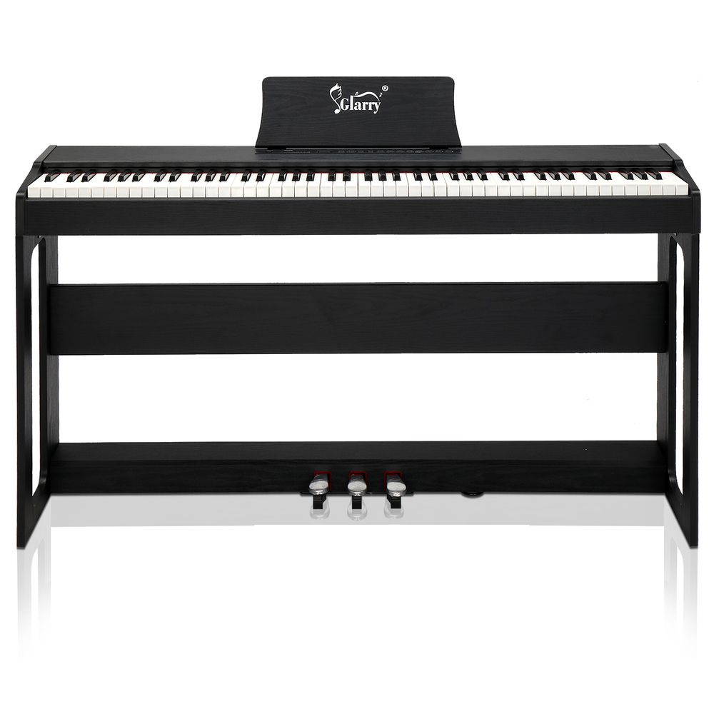 Glarry GDP-104 88 Keys Full Weighted Keyboards Digital Piano with Furniture Stand, Power Adapter, Triple Pedals, Headphone, for All Experience Levels Black - anydaydirect