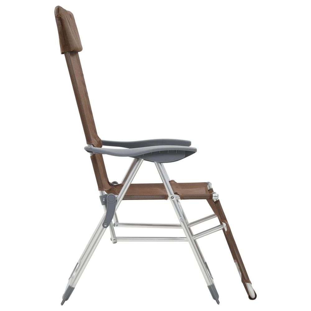 Folding Camping Chairs with Footrests 2 pcs Brown Textilene - anydaydirect