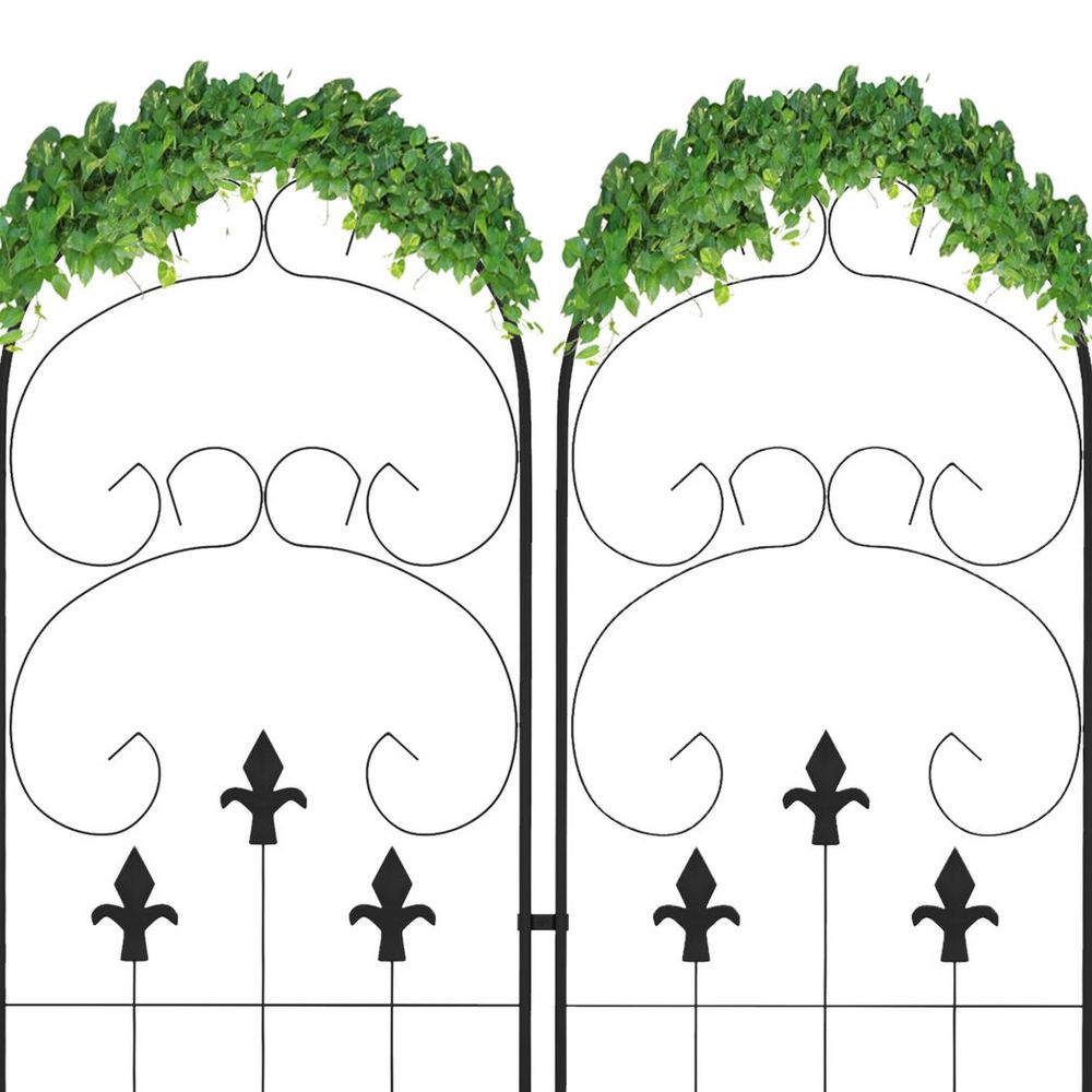 Outsunny Set of 2 Metal Trellis for Climbing Plants, Scrolls Design - anydaydirect