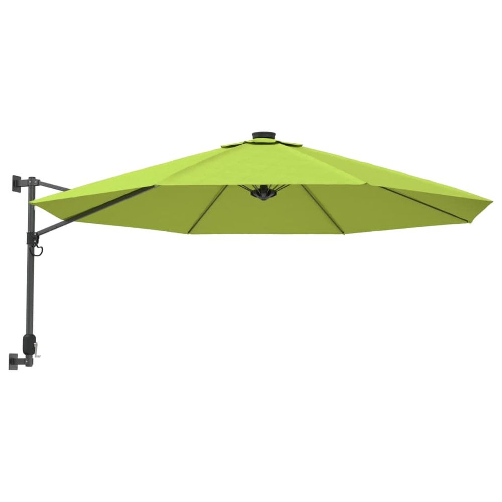 Wall-mounted Parasol with LEDs Apple Green 290cm - anydaydirect