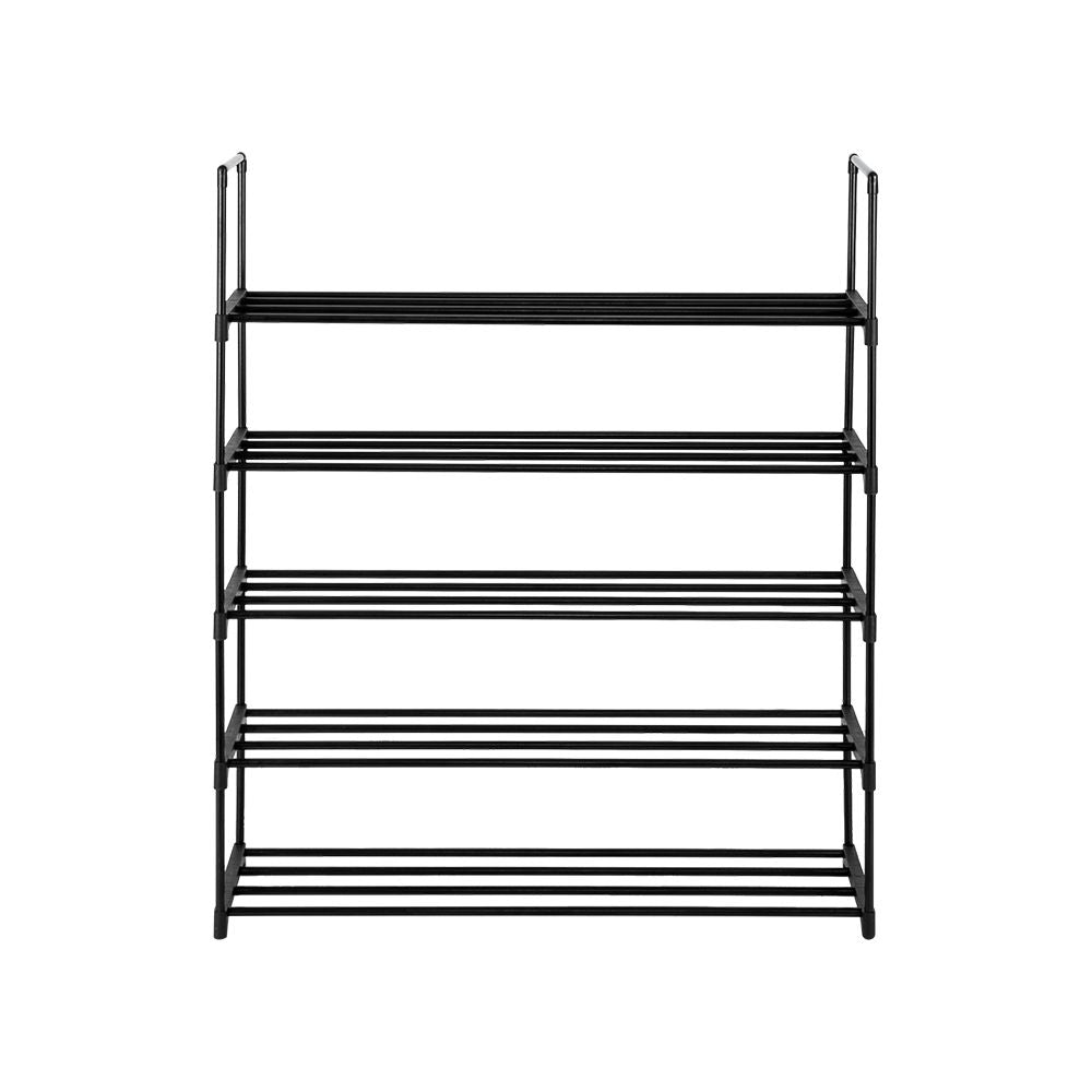 5 Tiers Shoe Rack Shoe Tower Shelf Storage Organizer For Bedroom, Entryway, Hallway, and Closet Black Color - anydaydirect