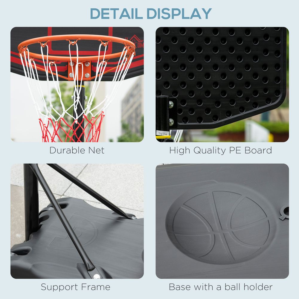 Adjustable Basketball Hoop Stand w/ Wheels, Stable Base HOMCOM - anydaydirect