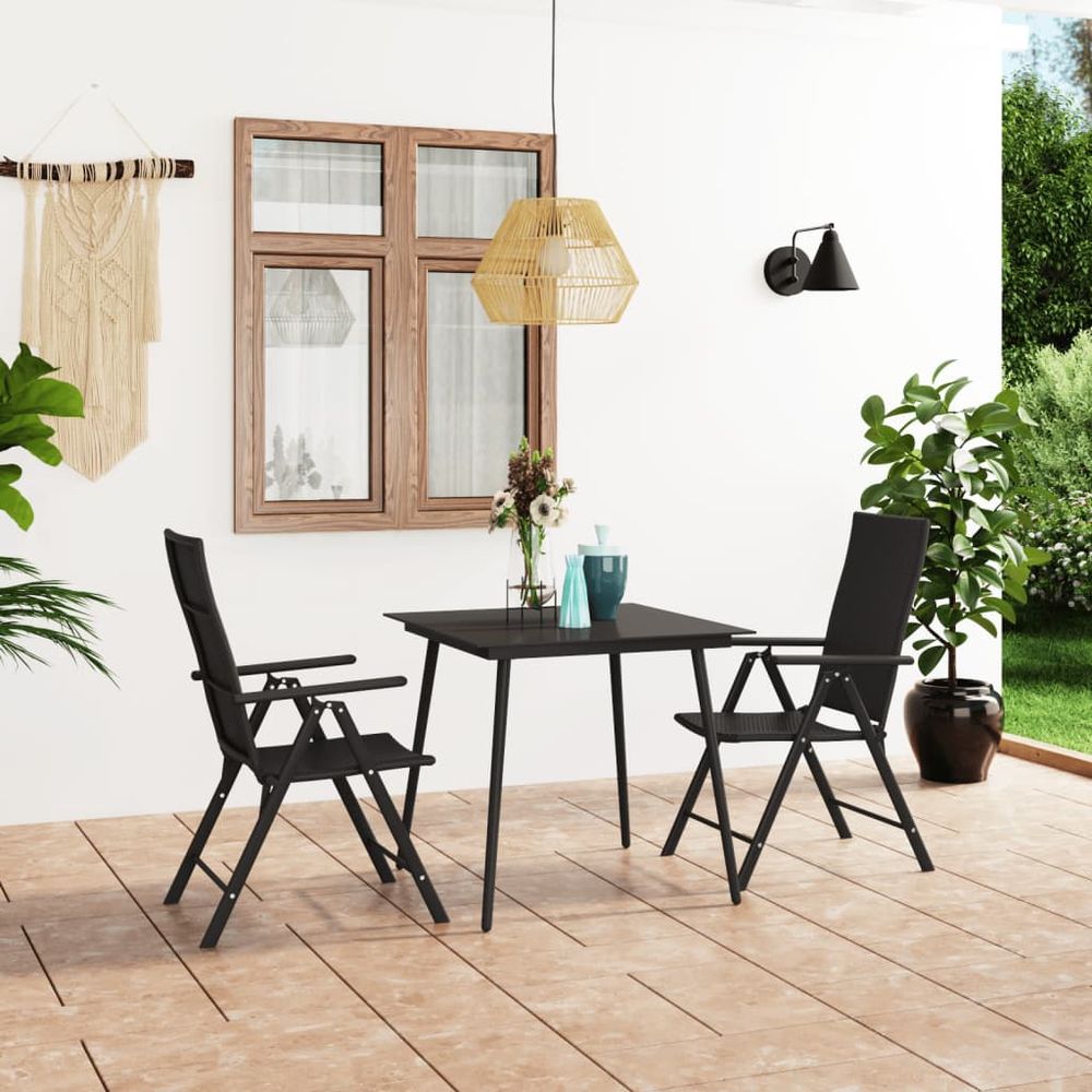 3 Piece Garden Dining Set Black - anydaydirect