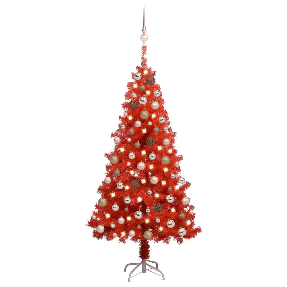 Artificial Christmas Tree with LEDs&Ball Set 120 cm  to 240cm PVC - anydaydirect