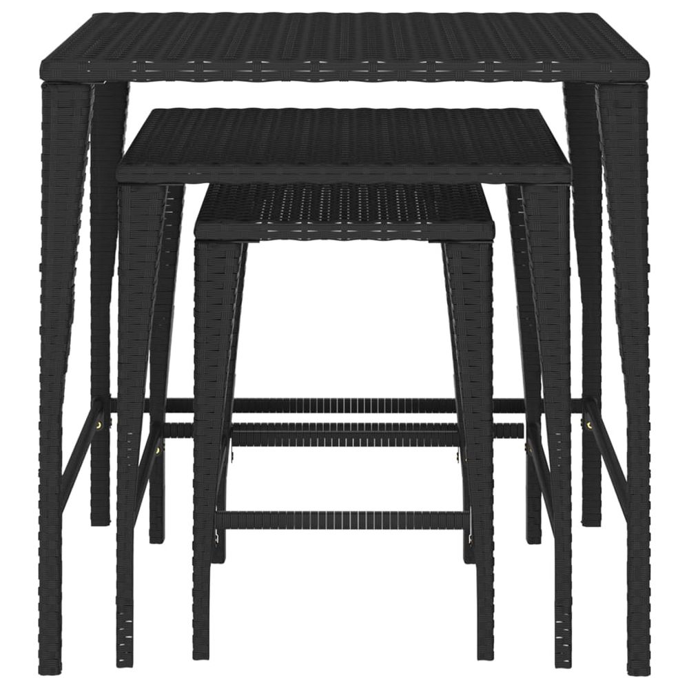 Nesting Tables 3 pcs Black Poly Rattan - anydaydirect