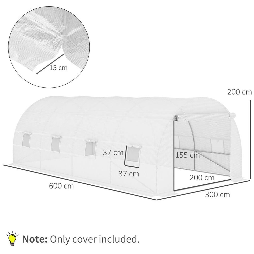 Outsunny 6x3x2m Greenhouse Replacement Cover ONLY for Tunnel Greenhouse White - anydaydirect