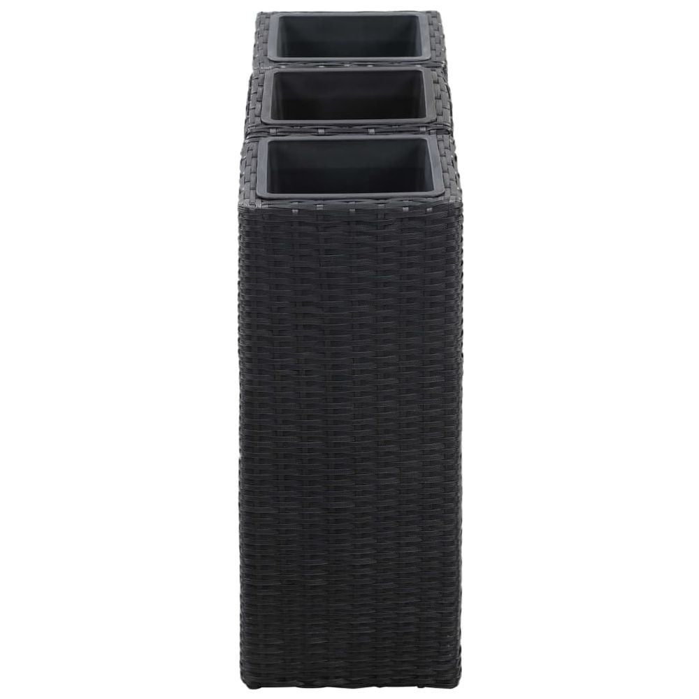 Garden Raised Beds 3 pcs Poly Rattan Black - anydaydirect