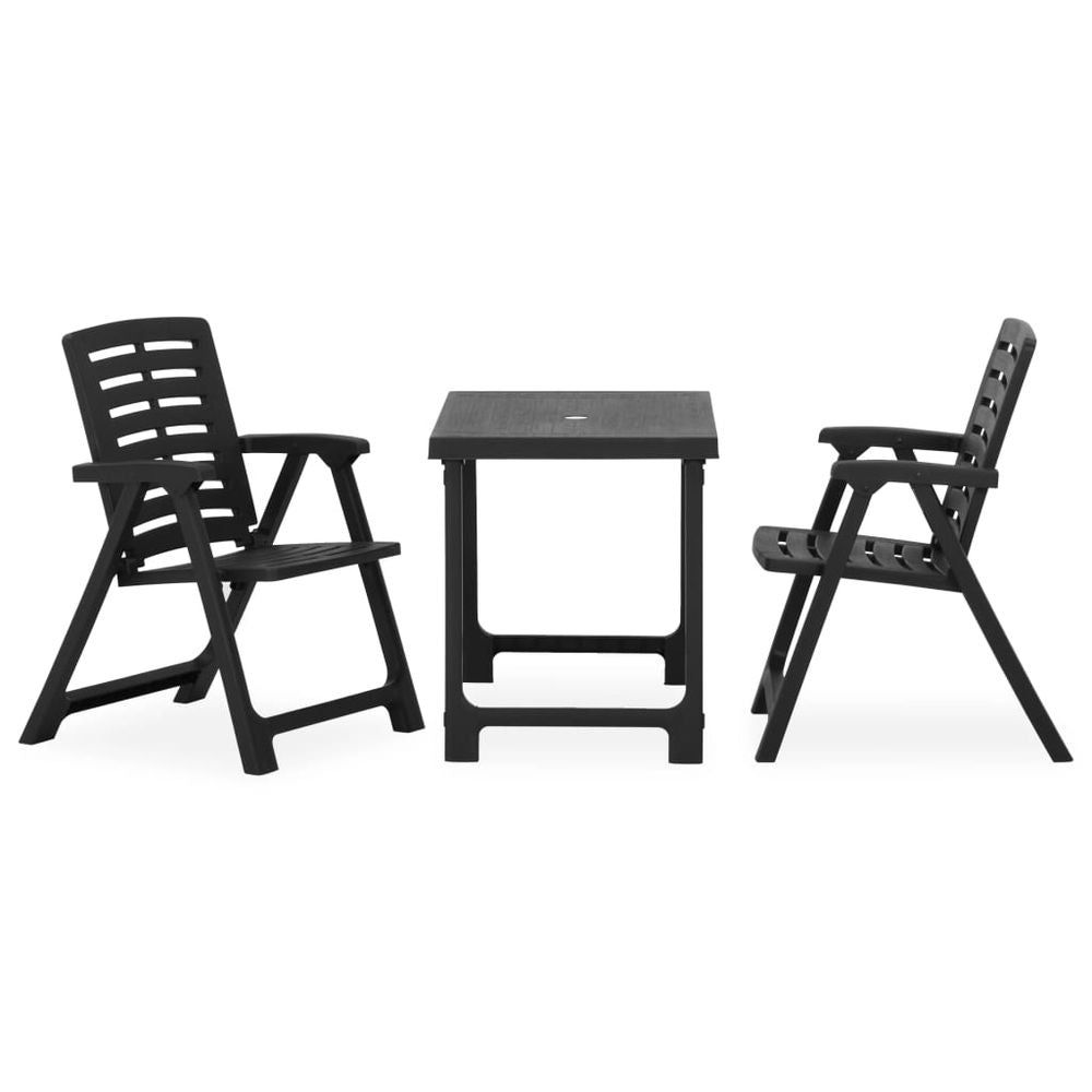 3 Piece Folding Bistro Set Plastic Grey - anydaydirect