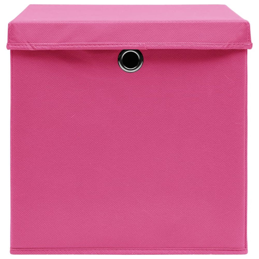 Storage Boxes with Lids 4 pcs Pink 32x32x32 cm Fabric - anydaydirect