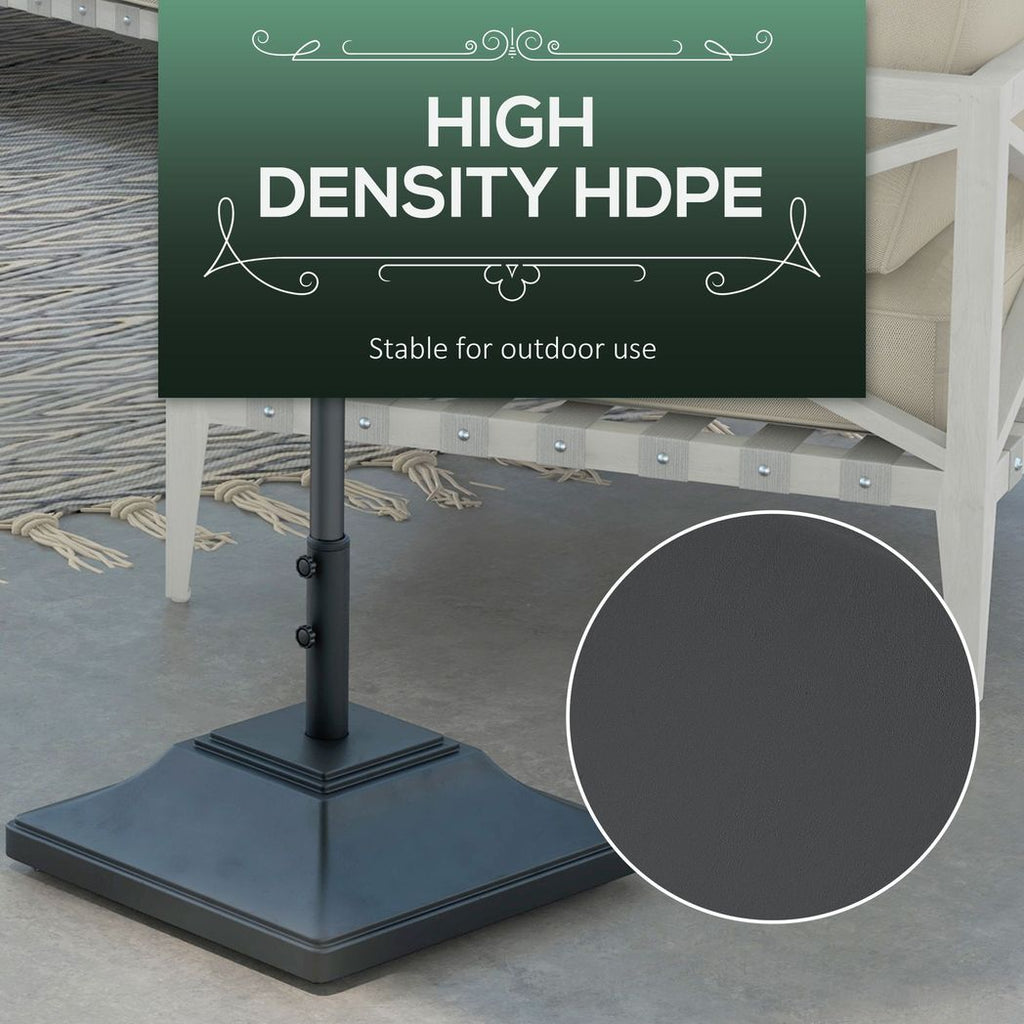 Outsunny 60kg Square Parasol Base with Wheels Fillable Plastic Umbrella Stand - anydaydirect