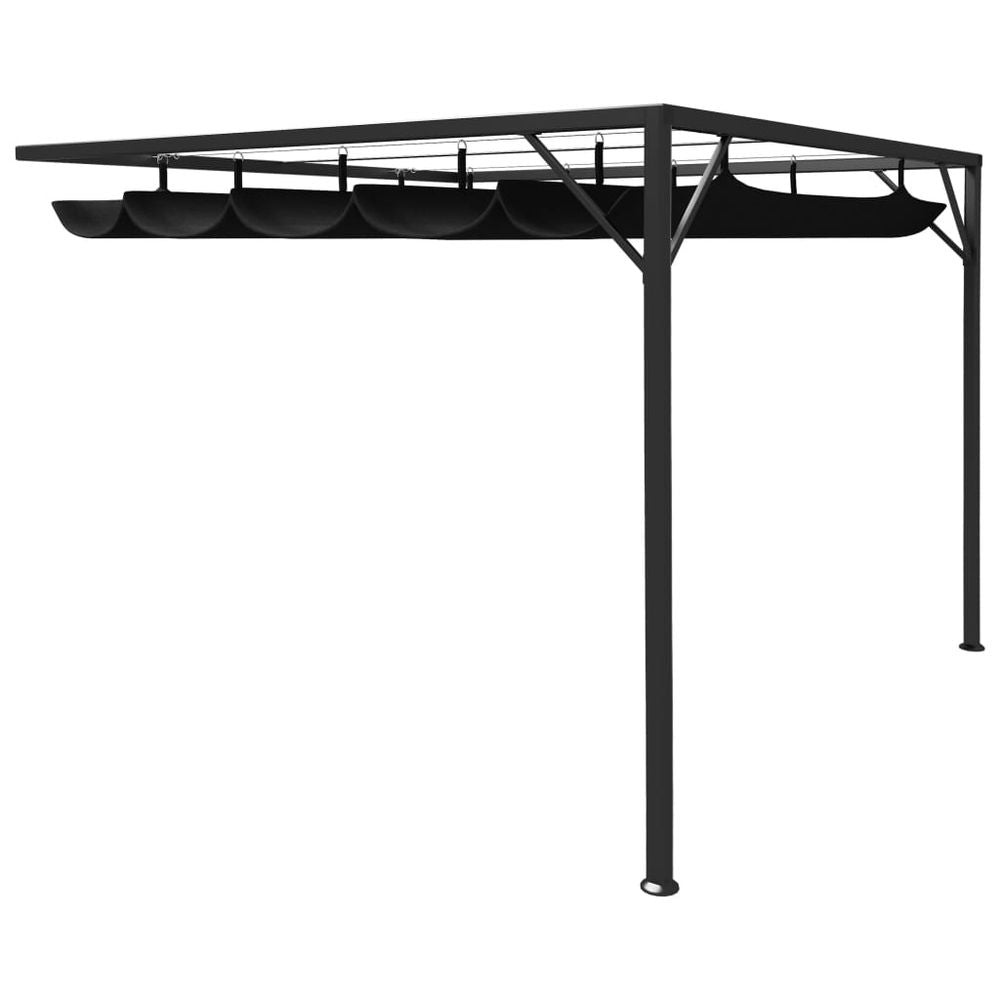 Garden Wall Gazebo with Retractable Roof 3x3 m - 180 g/m² - anydaydirect