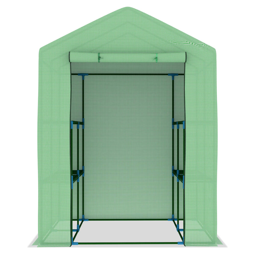 Greenhouse with Shelves Steel 143x143x195 cm - anydaydirect