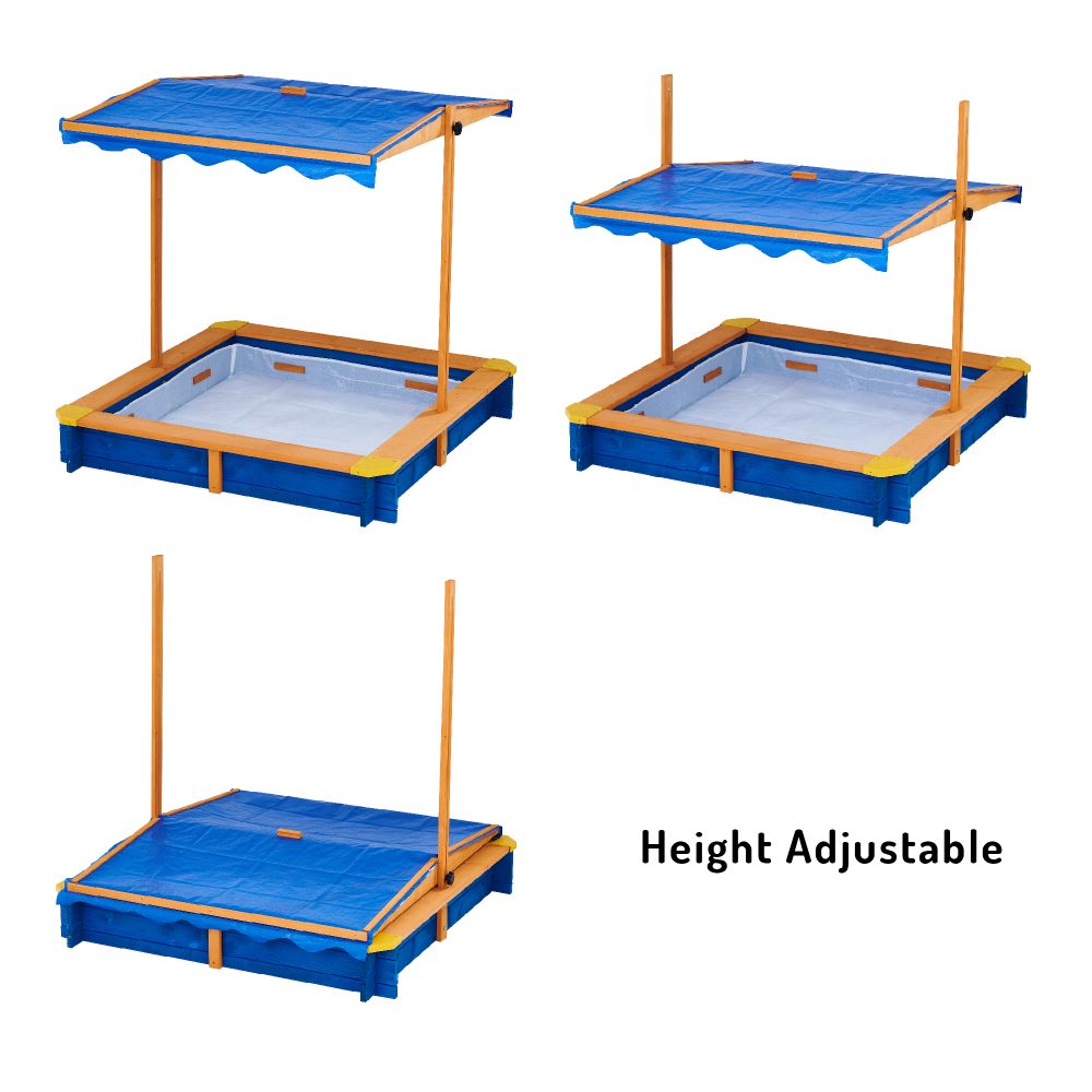 Large Wooden Sand Pit with Lid for Garden, Adjustable Sand Box - anydaydirect