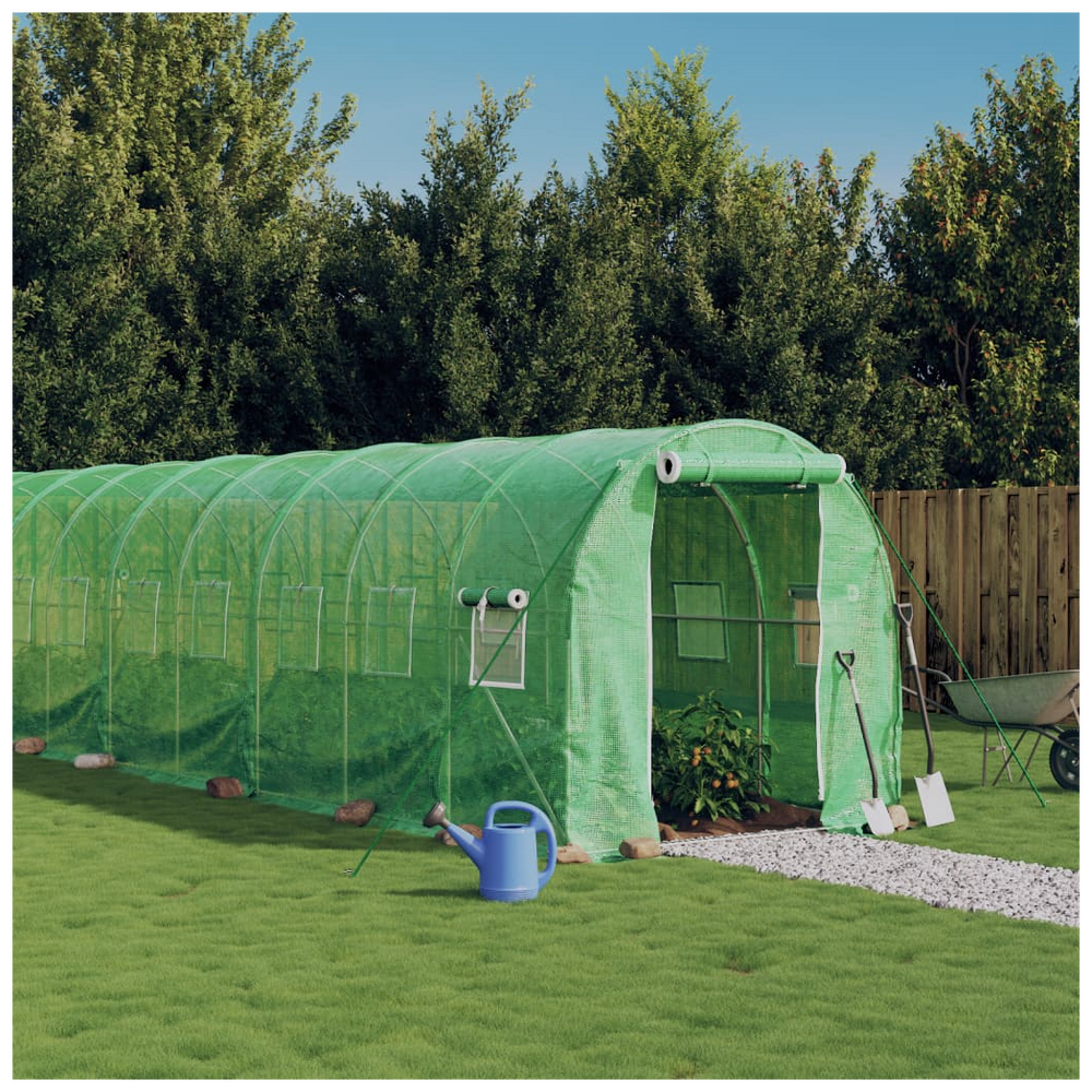 vidaXL Greenhouse with Steel Frame Green 24 m² 12x2x2 m - anydaydirect