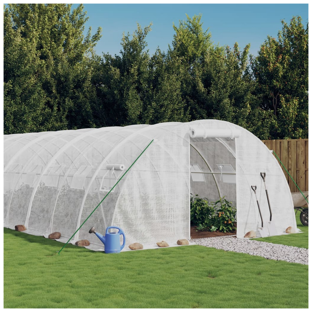 vidaXL Greenhouse with Steel Frame White 56 m² 14x4x2 m - anydaydirect