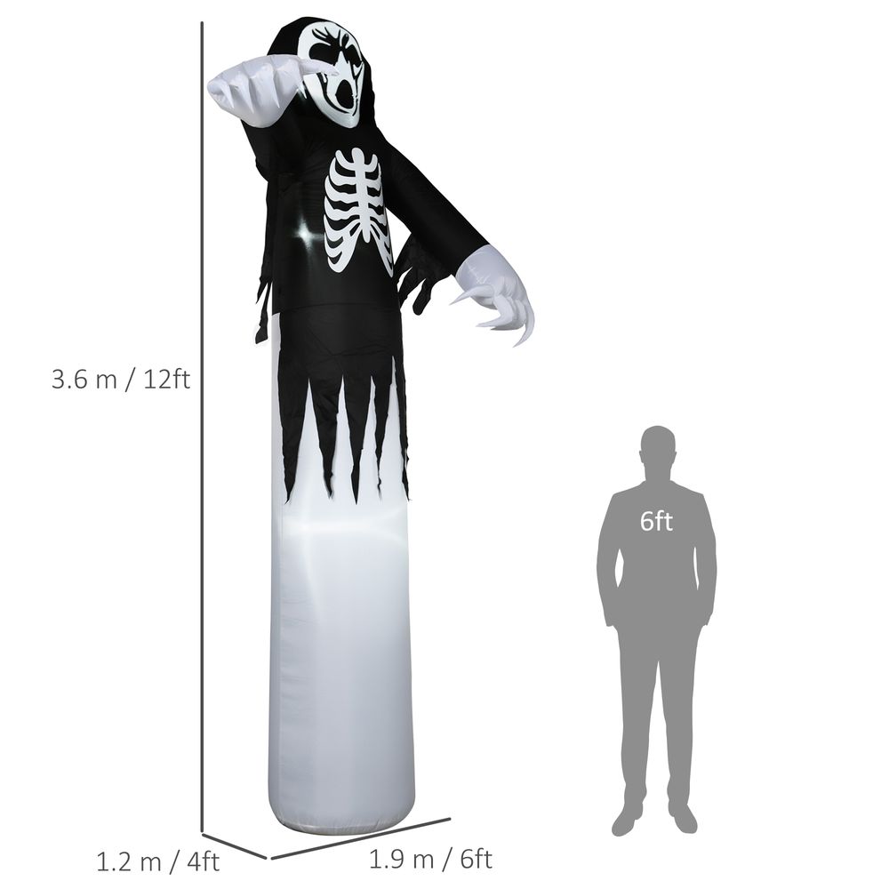 12' Inflatable Halloween Skeleton Ghost Outdoor Decoration w/ LED Light HOMCOM - anydaydirect