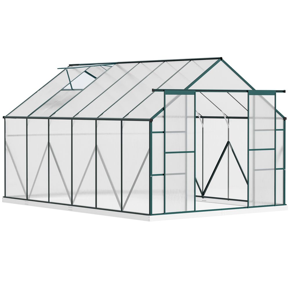 8x12ft Polycarbonate Walk-in Greenhouse Outdoor Double Sliding Door Outsunny - anydaydirect
