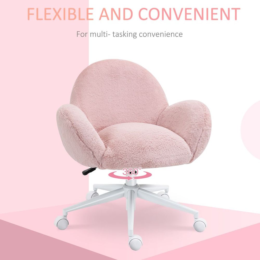 Fluffy Leisure Chair Office Chair w/ Backrest and Armrest for Bedroom Pink - anydaydirect