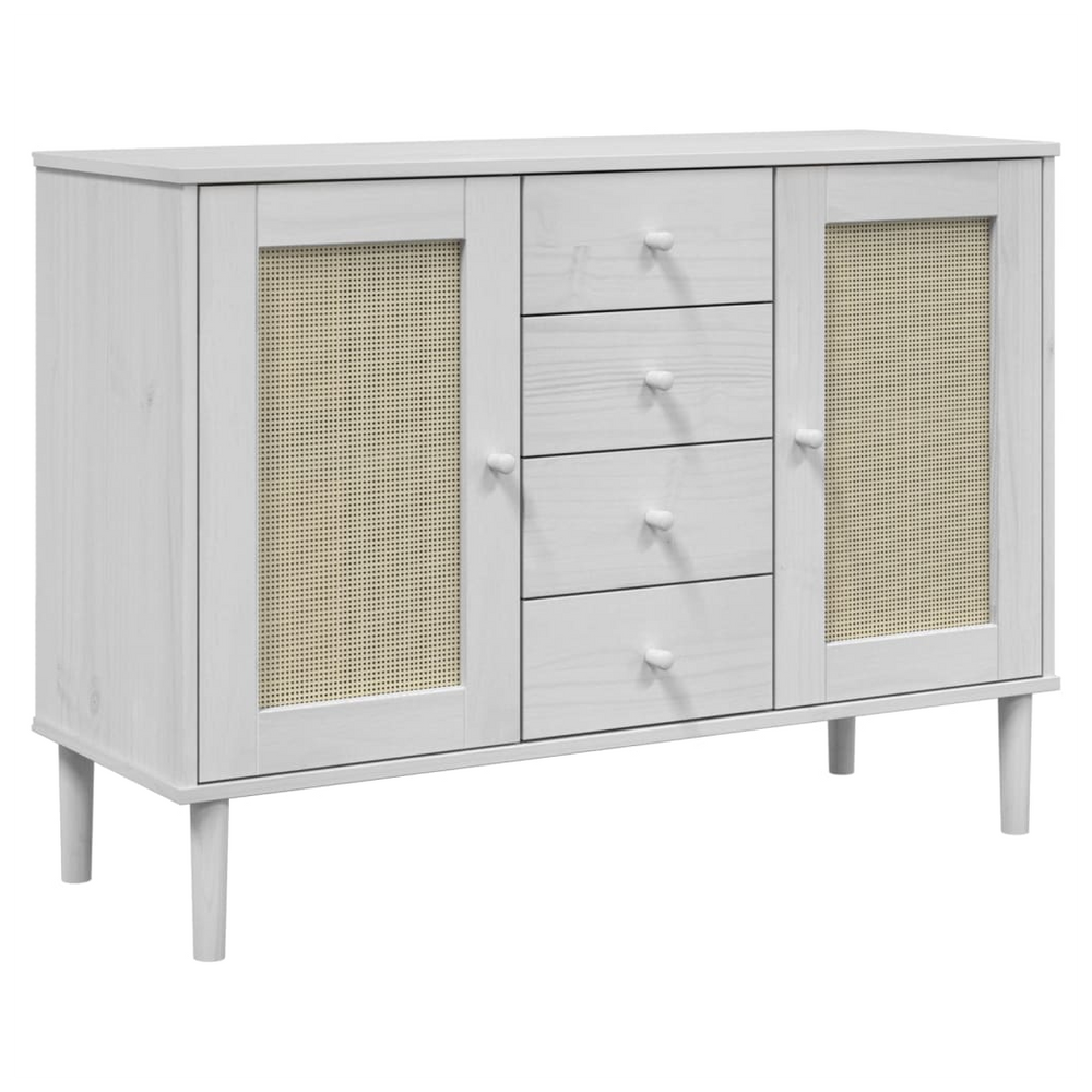 vidaXL Sideboard SENJA Rattan Look White 112x40x80 cm Solid Wood Pine - anydaydirect