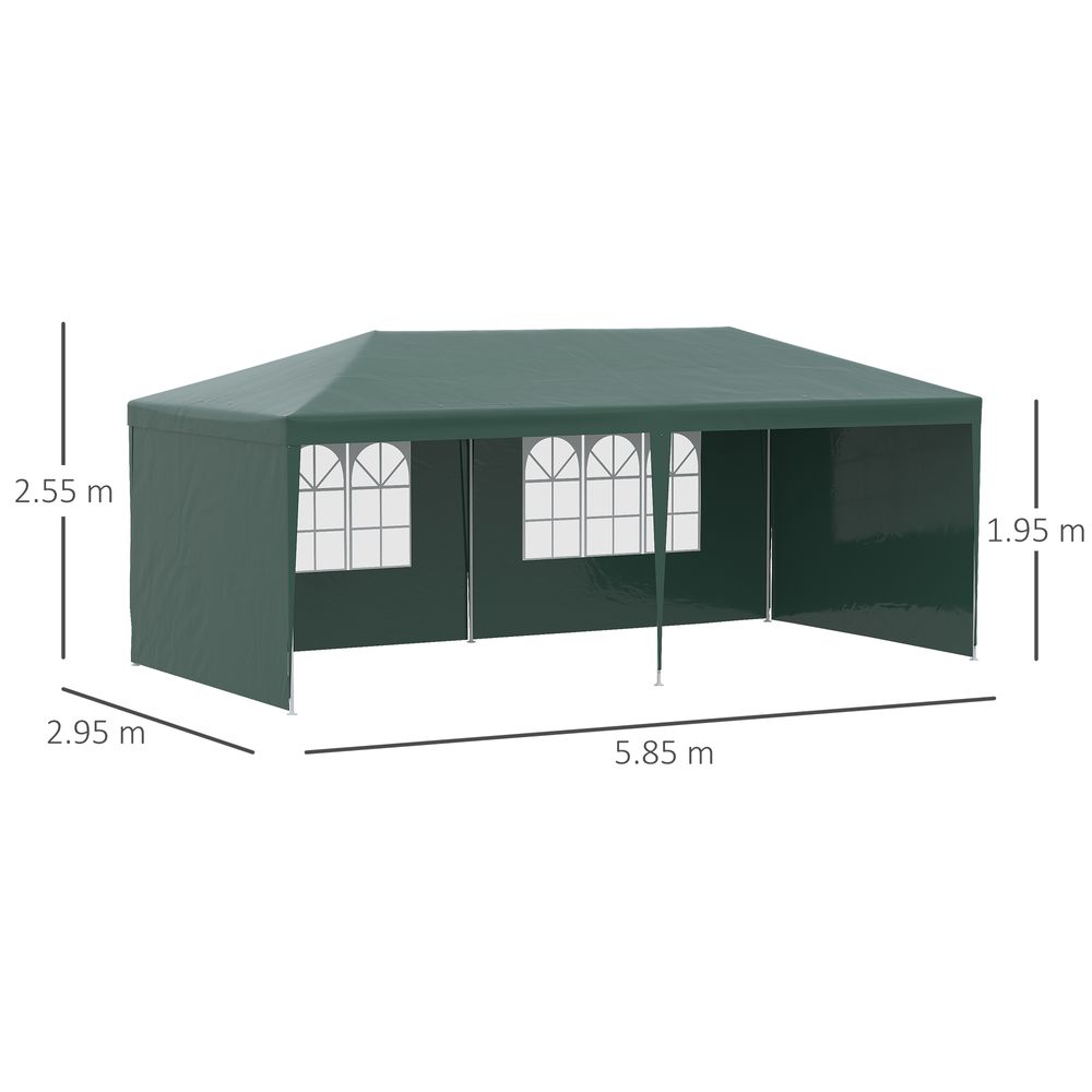 Outsunny 6m x 3m Garden Gazebo Marquee Canopy Party Tent Canopy Patio Green - anydaydirect
