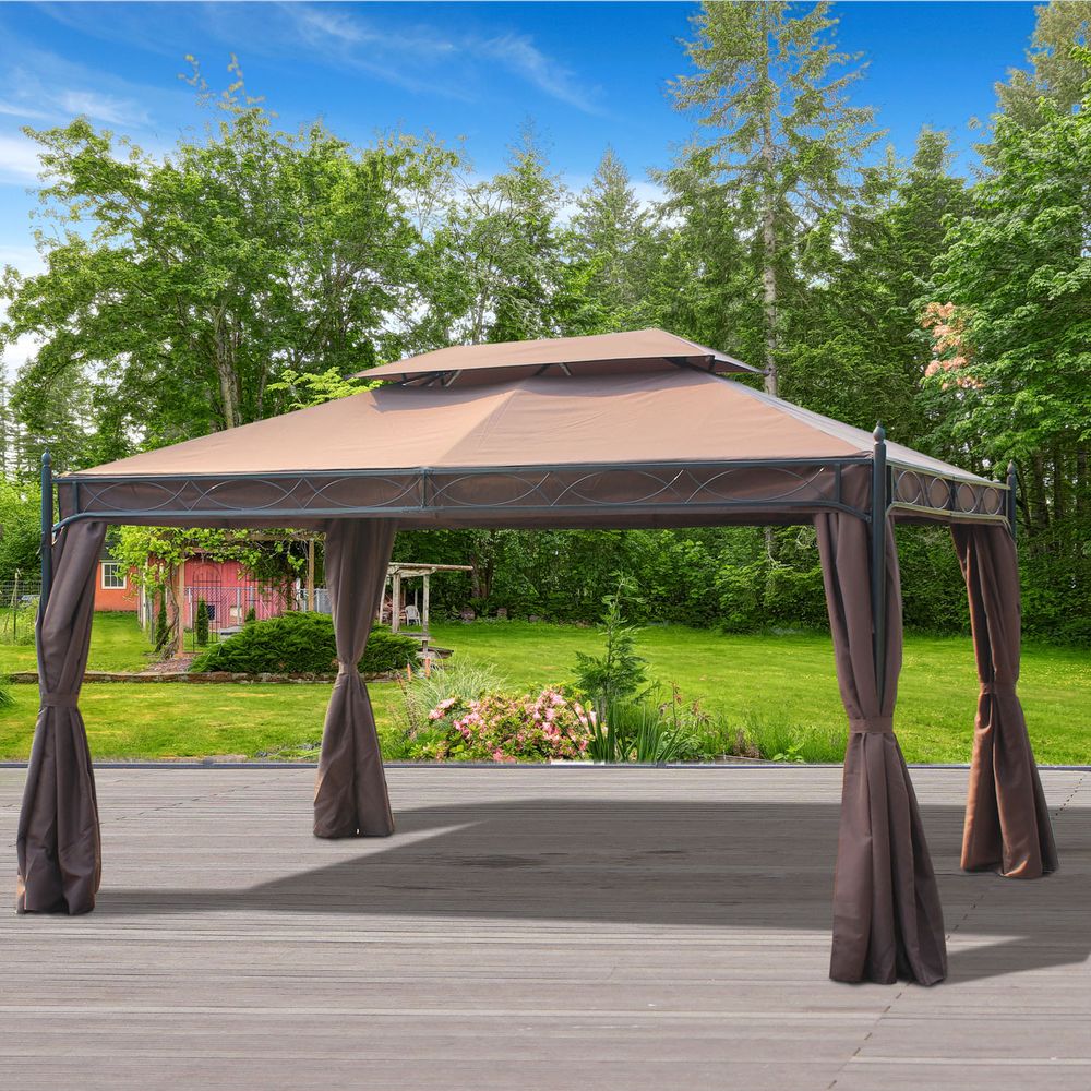 3x4m Metal Gazebo Marquee Patio Canopy Shelter with Sidewalls Pavilion - anydaydirect