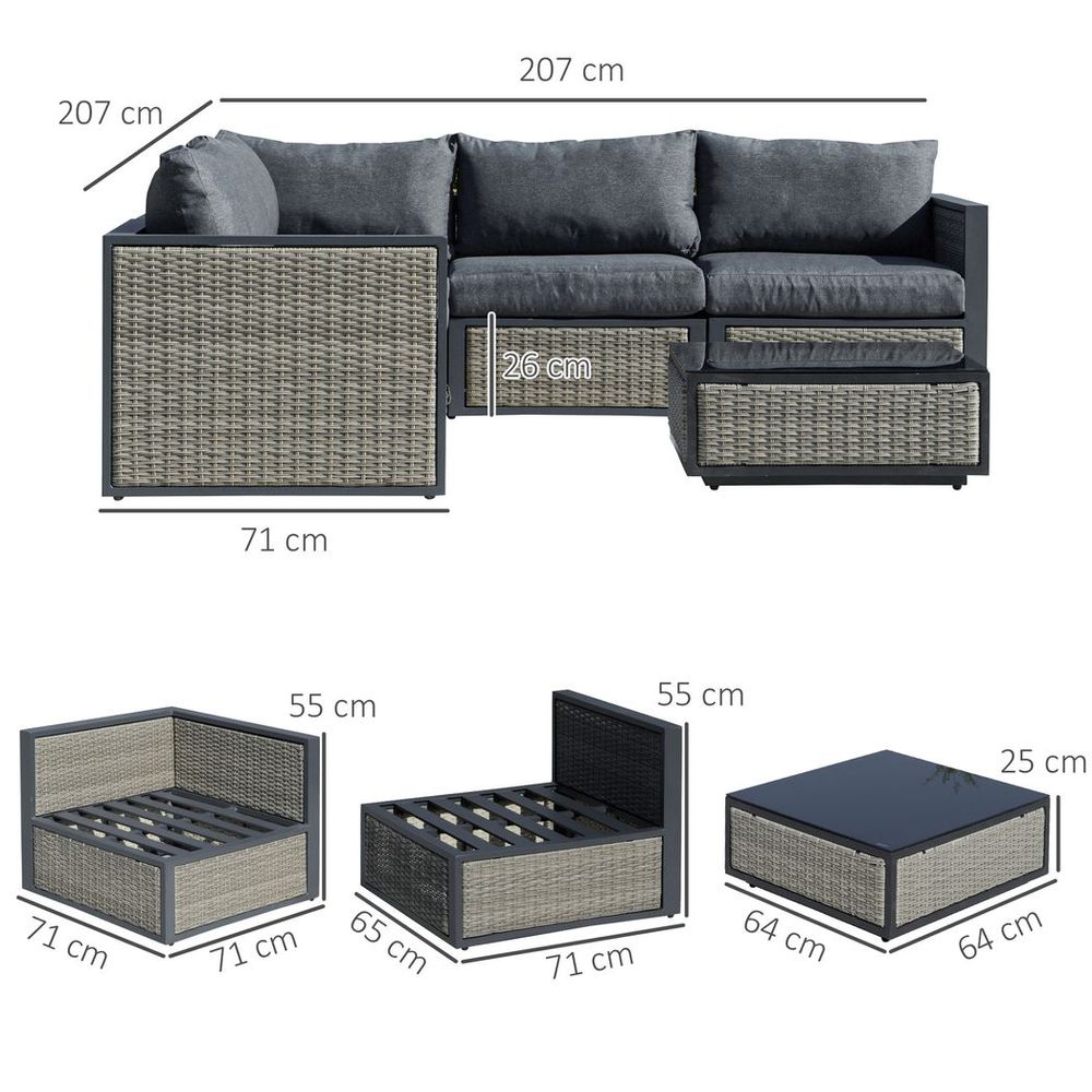 6 PCs Patio PE Rattan Sofa Set Sectional Conversation Furniture Set - anydaydirect