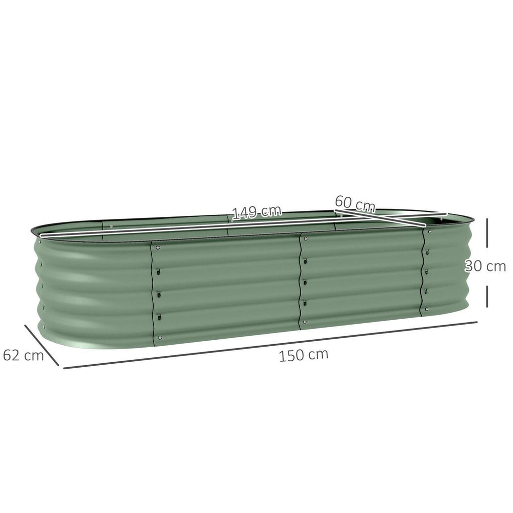 Outsunny Galvanised Raised Garden Bed Planter Box with Safety Edging, Green - anydaydirect