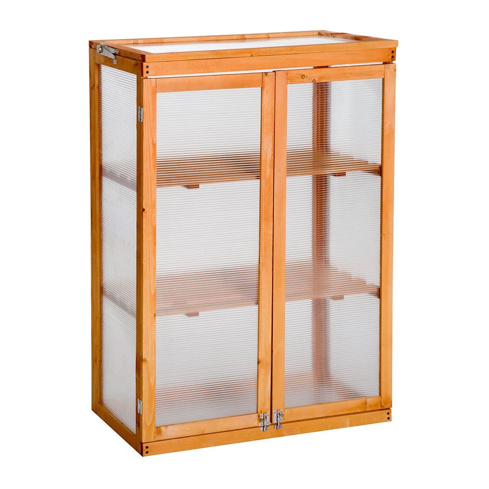 3-tier Wooden Cold Frame Grow House Garden Greenhouse Planting Storage Shelves - anydaydirect