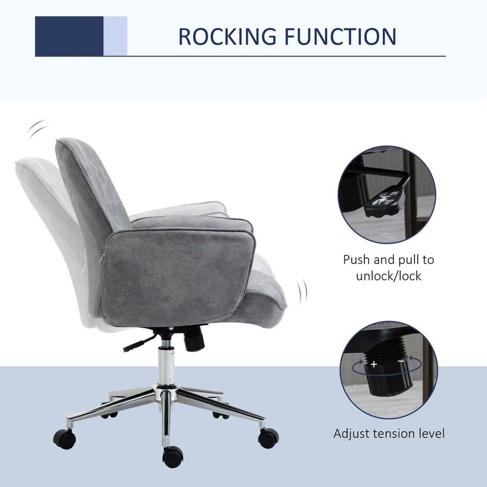 Swivel Computer Office Chair Mid Back Desk Chair for Home, Light Grey - anydaydirect