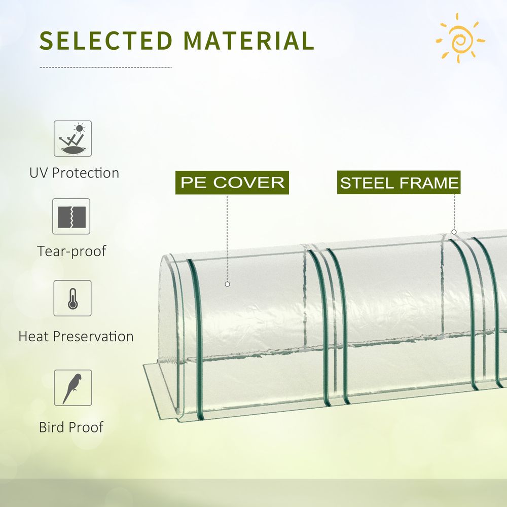 Outsunny Tunnel Greenhouse Steel Frame with Zipper Doors, Clear - anydaydirect