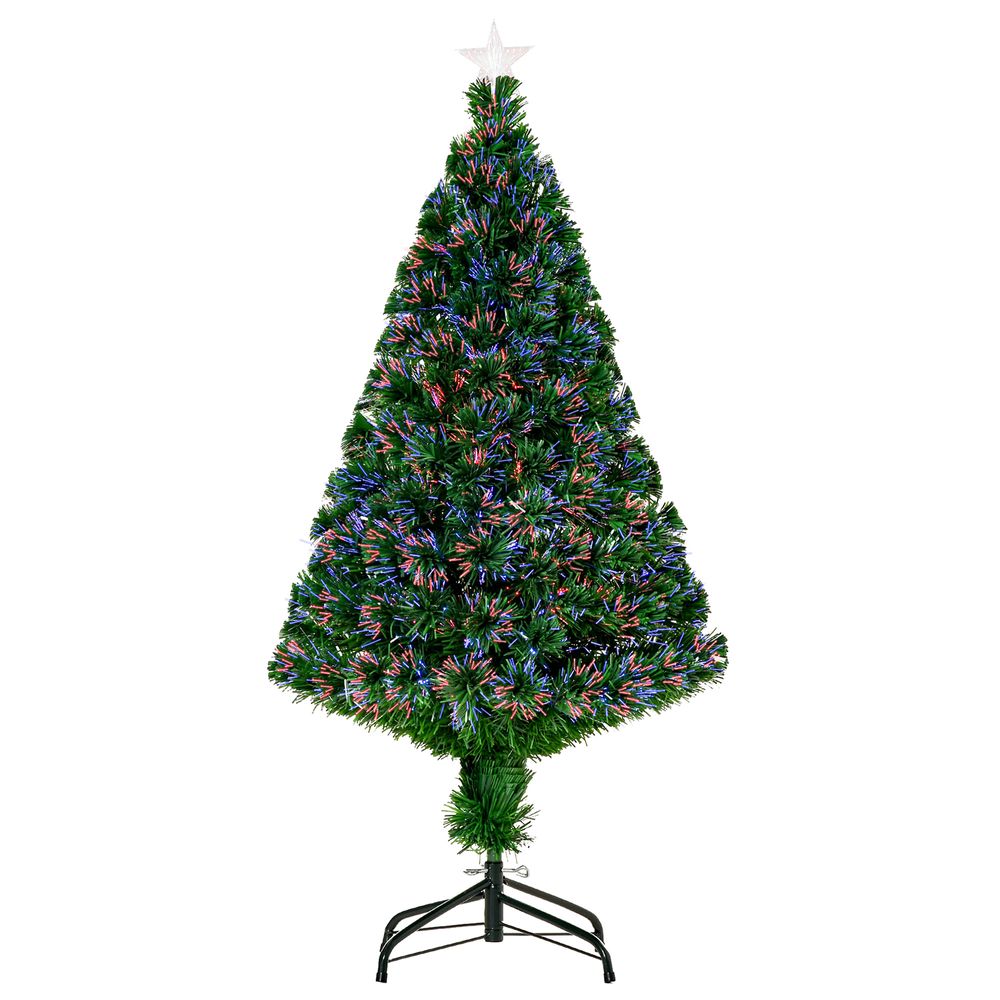 Pre-Lit Fibre Optic Artificial Christmas Tree Tree Topper Multi-Colour 4ft - anydaydirect