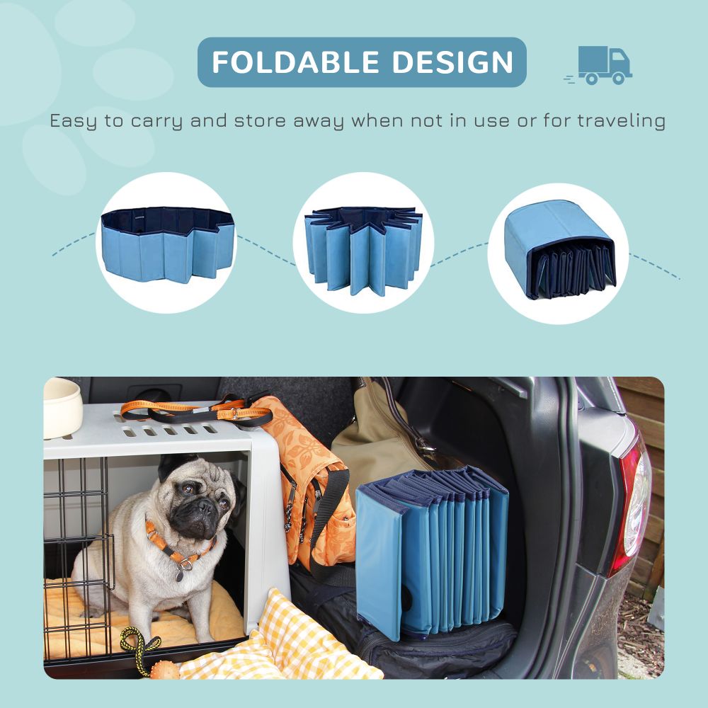 Portable Pet Paddling Pool Swimming Bath Cat Dog Puppy Foldable Blue 120cm - anydaydirect