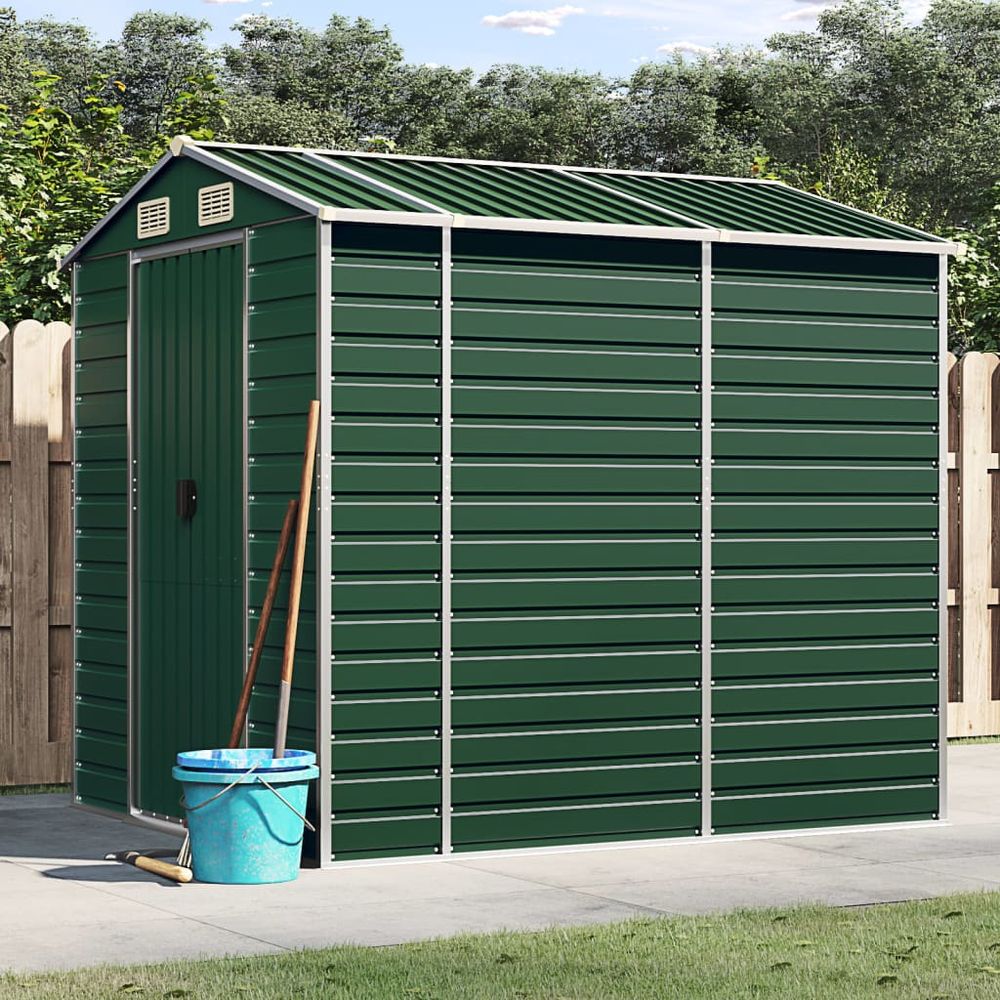 vidaXL Garden Shed Green 191x215x198 cm Galvanised Steel - anydaydirect