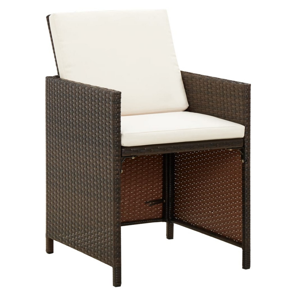 Garden Dining Chairs with Cushions 4 pcs Brown Poly Rattan - anydaydirect