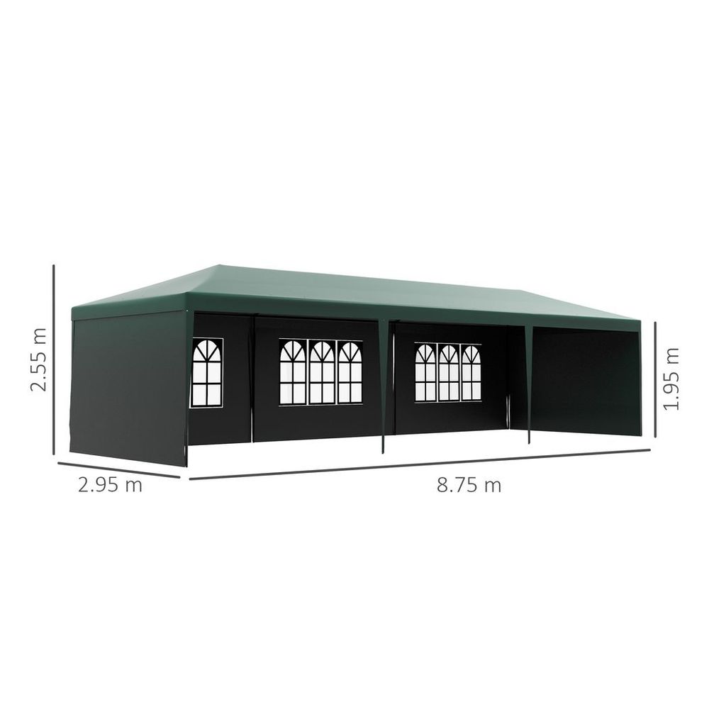 9m x 3m Outdoor Garden Gazebo Wedding Party Tent Canopy Marquee Green - anydaydirect