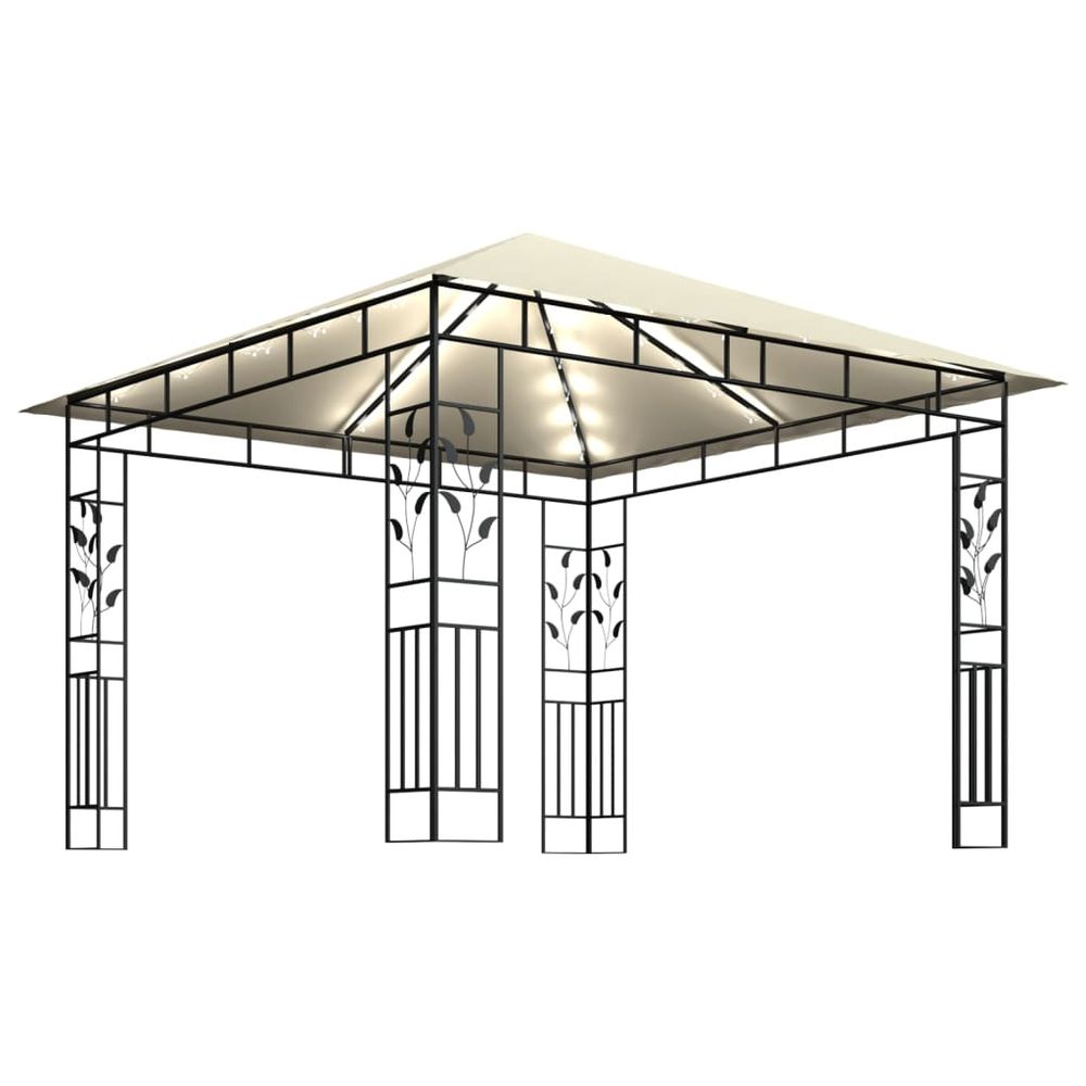 Gazebo with Mosquito Net & LED String Lights Anthracite, Cream & Taupe - anydaydirect