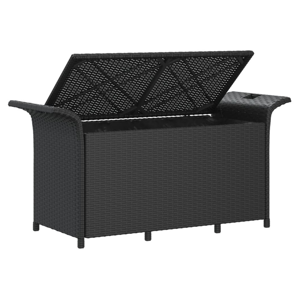 vidaXL Garden Bench with Cushion Black 116x46x57 cm Poly Rattan - anydaydirect