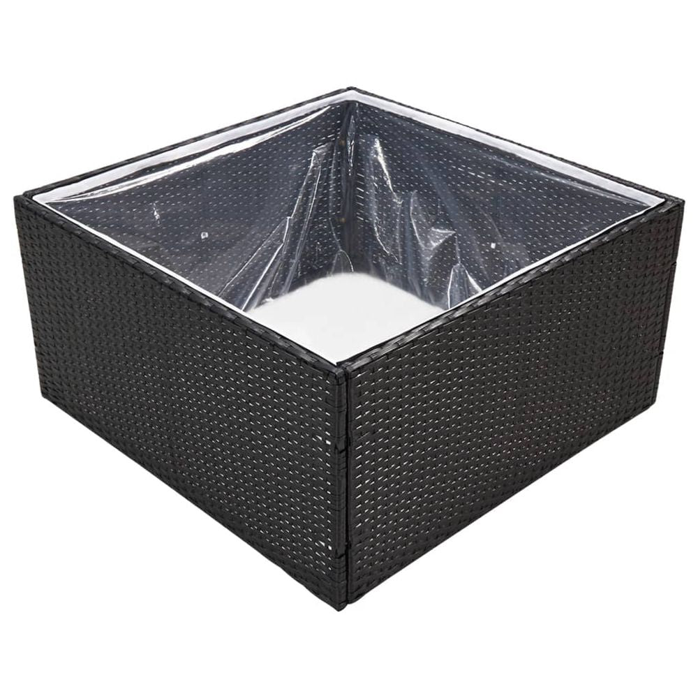 Garden Planter Black 80x80x40 cm Poly Rattan - anydaydirect